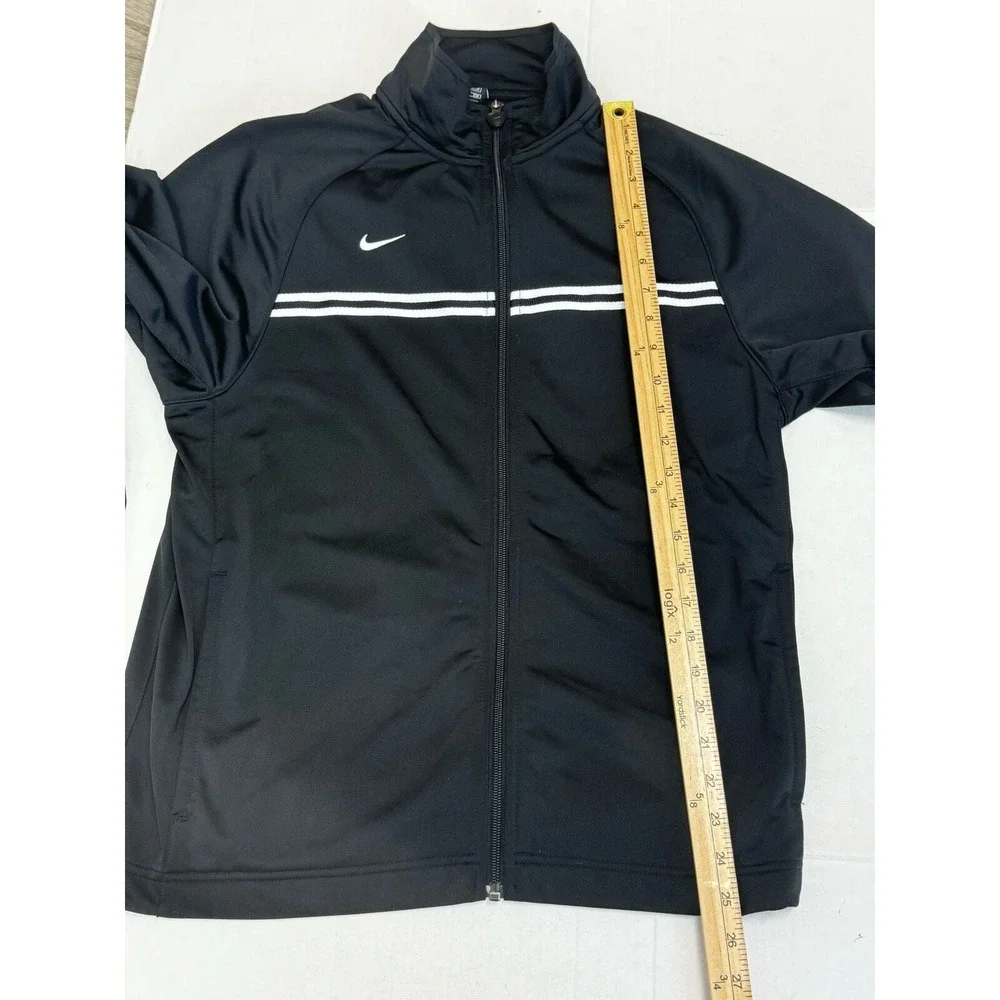Nike Team Jacket Black Full Zip Track‎ Warm Up Athletic White Stripe